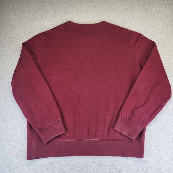 Polo Ralph Lauren Bear Mens Large Crewneck Fleece Sweater Sweatshirt Burgundy - Picture 2 of 9